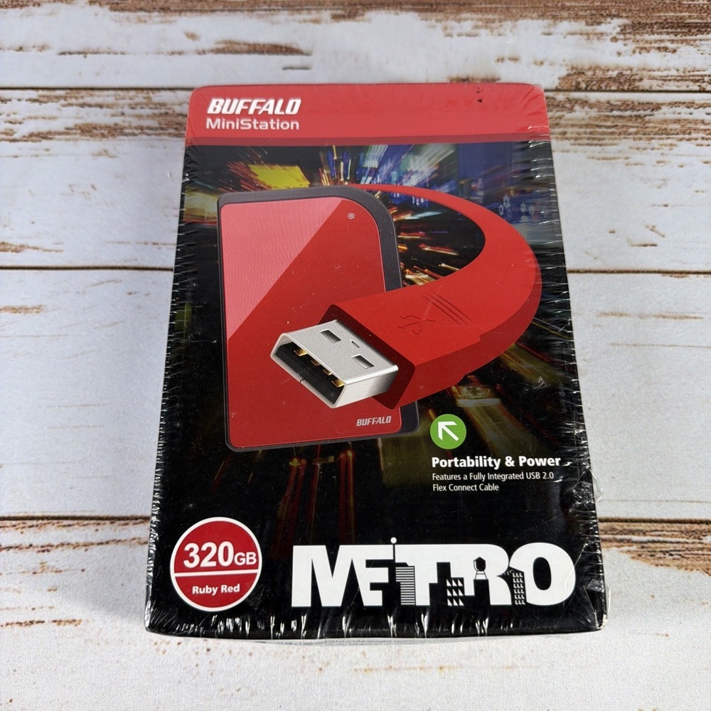 New Buffalo MiniStation Metro 320GB Portable Hard Drive HD-PX320U2/RD - Picture 2 of 5